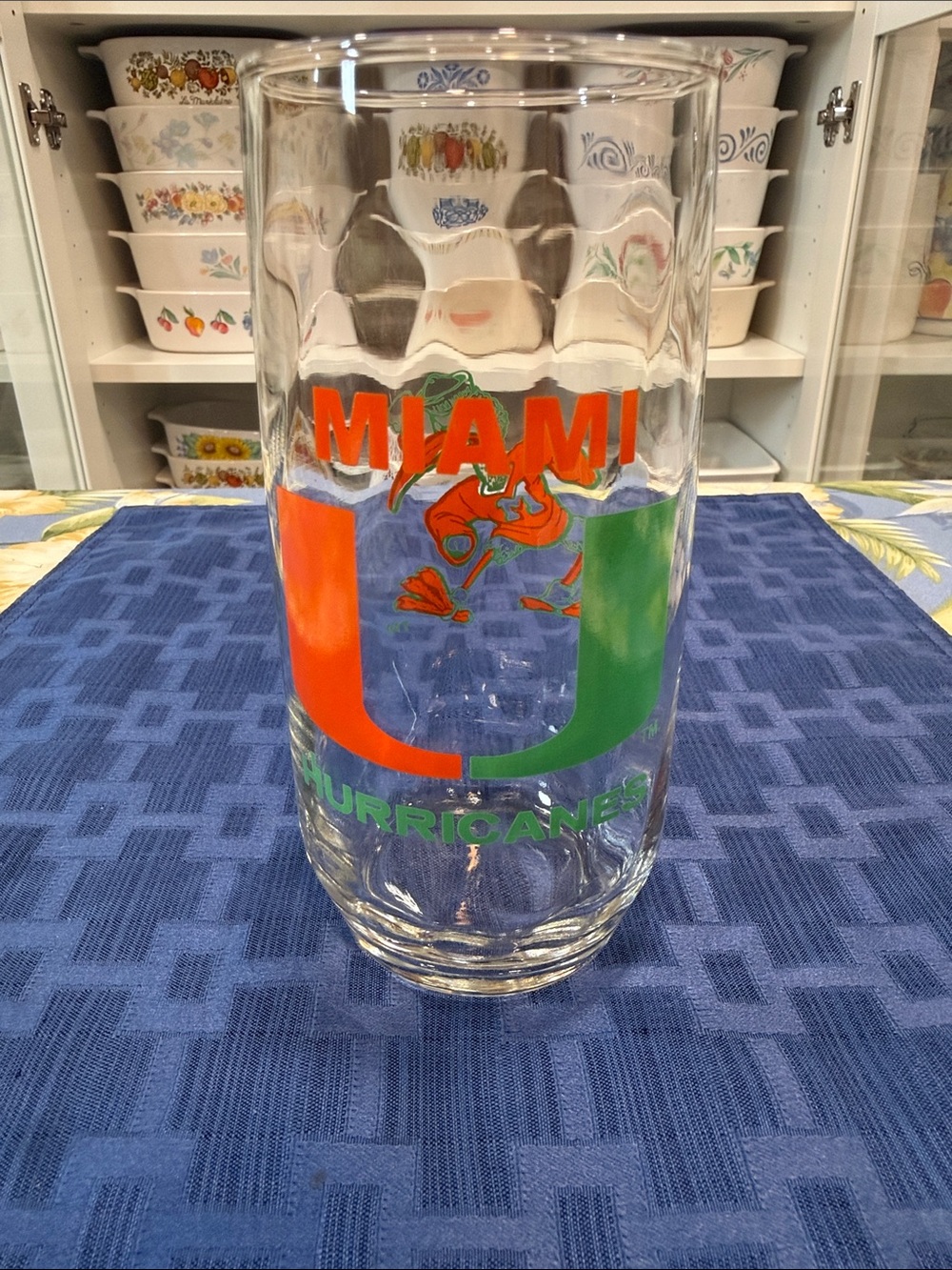 Libbey Miami Hurricanes Clear Glass Tumbler with Orange and Green Logo